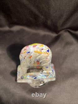 Beautiful RARE VTG MCM Murano Art Glass Hand Blown White with Colorful Confetti