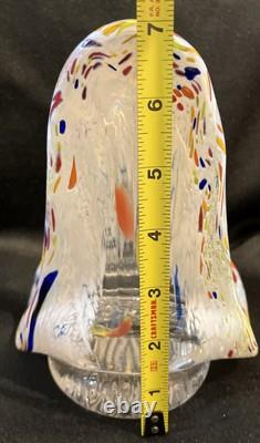 Beautiful RARE VTG MCM Murano Art Glass Hand Blown White with Colorful Confetti
