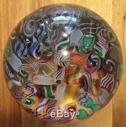 Beautiful Vintage Antique Murano Italian Art Glass Tutti Frutti Paperweight