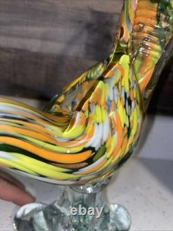 Beautiful Vintage Hand Blown Murano-Style Glass Rooster Figure 14 Inches Tall