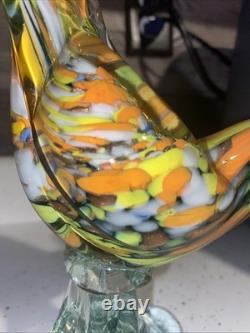 Beautiful Vintage Hand Blown Murano-Style Glass Rooster Figure 14 Inches Tall