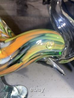 Beautiful Vintage Hand Blown Murano-Style Glass Rooster Figure 14 Inches Tall