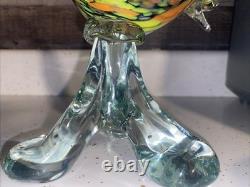 Beautiful Vintage Hand Blown Murano-Style Glass Rooster Figure 14 Inches Tall