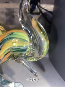 Beautiful Vintage Hand Blown Murano-Style Glass Rooster Figure 14 Inches Tall Beautiful Vintage Hand Blown Murano-Style Glass Rooster Figure 14 Inches Tall