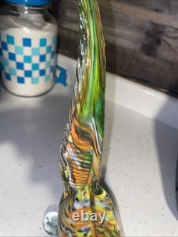 Beautiful Vintage Hand Blown Murano-Style Glass Rooster Figure 14 Inches Tall