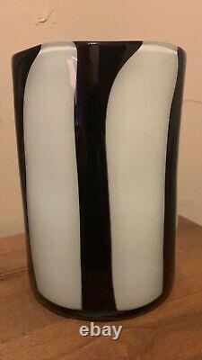 Black and White Hand Blown Glass Vase 7 Murano
