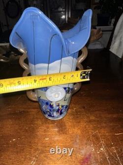 Blue Confetti Hand Blown Murano Style Vase