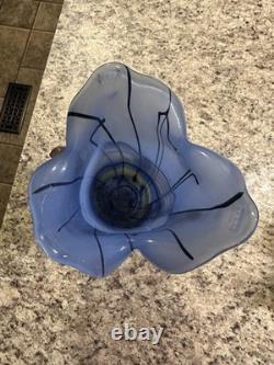Blue Confetti Hand Blown Murano Style Vase