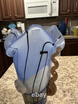 Blue Confetti Hand Blown Murano Style Vase