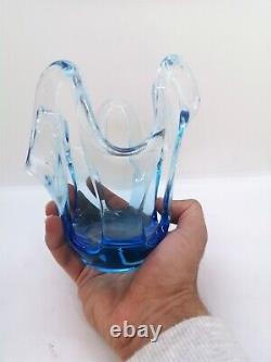 Blue Small Vase Murano Original Hand Blown Glass Handmade Home Decoration Art