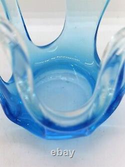 Blue Small Vase Murano Original Hand Blown Glass Handmade Home Decoration Art