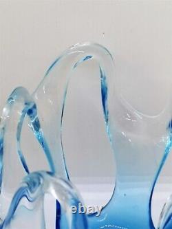Blue Small Vase Murano Original Hand Blown Glass Handmade Home Decoration Art