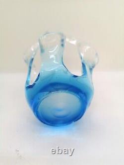 Blue Small Vase Murano Original Hand Blown Glass Handmade Home Decoration Art