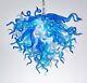 Blue and White Unique Hand Blown Murano Glass Chandelier Light Fixture 28 High