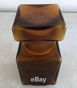 Bold Handsome Geometric Mid Century Art Glass Jar Canister Decanter by Vistosi