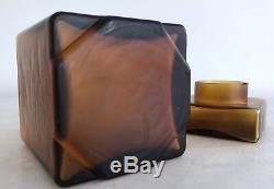 Bold Handsome Geometric Mid Century Art Glass Jar Canister Decanter by Vistosi