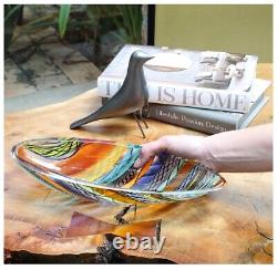 Bowl Hand Blown Crystal Glass Murano Style Multicolor 12W