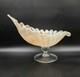 Bowl Vintage Lavorazione Arte Murano Shell Hand Blown Pedestal Cream Iridescent