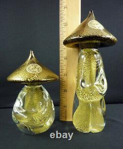 Bucella Cristalli Murano Glass Chinese Figurines Clear Gold Black Italy Set of 2