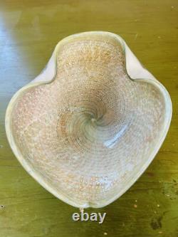 C. 1960's Italian Hand Blown Alfredo Barbini Copper & Bronze Murano Bowl
