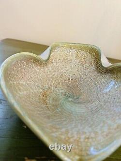 C. 1960's Italian Hand Blown Alfredo Barbini Copper & Bronze Murano Bowl