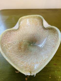 C. 1960's Italian Hand Blown Alfredo Barbini Copper & Bronze Murano Bowl