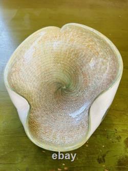 C. 1960's Italian Hand Blown Alfredo Barbini Copper & Bronze Murano Bowl