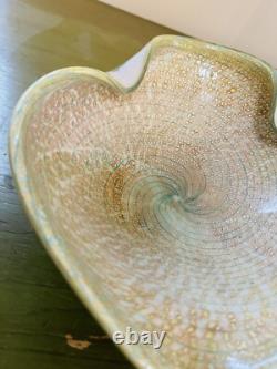 C. 1960's Italian Hand Blown Alfredo Barbini Copper & Bronze Murano Bowl