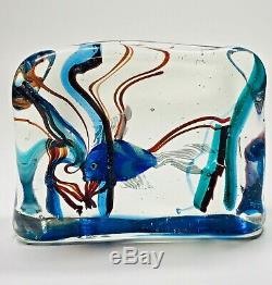 C1950s Alfredo Barbini For Gino Cenedese Murano Italy Glass Block Fish Aquarium