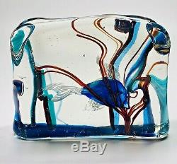 C1950s Alfredo Barbini For Gino Cenedese Murano Italy Glass Block Fish Aquarium