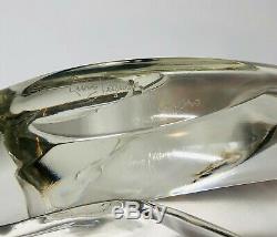 C1970s Livio Seguso Murano Italy Signed Clear Vaseline Glass Abstract Bird 15 L