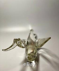 C1970s Livio Seguso Murano Italy Signed Clear Vaseline Glass Abstract Bird 15 L
