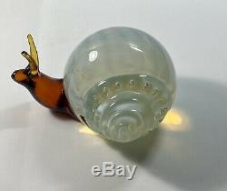 C1970s Luciano Gaspari Salviati Murano Signed Bullicante Opalescent Glass Snail