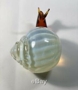 C1970s Luciano Gaspari Salviati Murano Signed Bullicante Opalescent Glass Snail
