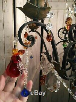 CUSTOM 6 Light Chandelier with LARGE HAND BLOWN ITALIAN MURANO GLASS FRUIT WOW