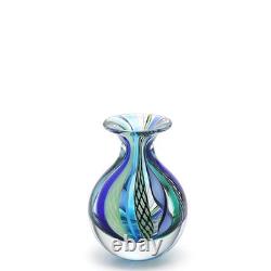 Cá Ca D Oro Small Vase Boho Blue/Green Canes Hand Blown Murano-Style Art