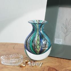 Cá Ca D Oro Small Vase Boho Blue/Green Canes Hand Blown Murano-Style Art