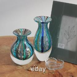 Cá Ca D Oro Small Vase Boho Blue/Green Canes Hand Blown Murano-Style Art