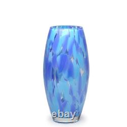 Ca D Oro Glass Vase Blue Confetti Hand Blown Murano-Style Art Glass for Flowe