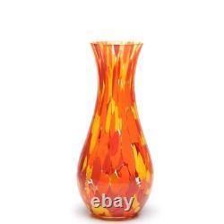 Ca D Oro Glass Vase Orange/Yellow Confetti Effect Hand Blown Murano-Style Art