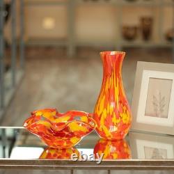 Ca D Oro Glass Vase Orange/Yellow Confetti Effect Hand Blown Murano-Style Art