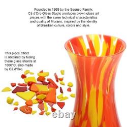 Ca D Oro Glass Vase Orange/Yellow Confetti Effect Hand Blown Murano-Style Art