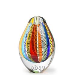 Cá d'Oro Drop Glass Vase Hippie Canes Hand Blown Murano-Style Art Glass Colored