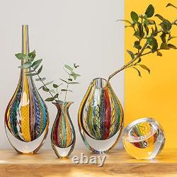 Cá d'Oro Drop Glass Vase Hippie Canes Hand Blown Murano-Style Art Glass Colored