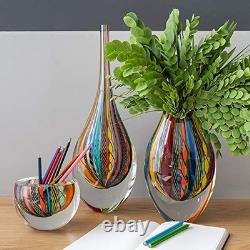 Cá d'Oro Drop Glass Vase Hippie Canes Hand Blown Murano-Style Art Glass Colored