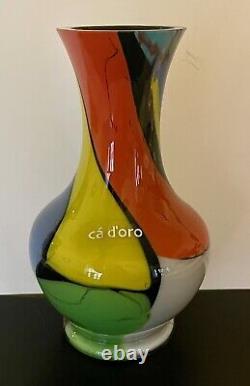 Cá d Oro HAND BLOWN GLASS VASE COLORED SPLINTERS EFFECT MURANOSTYLE ART GLASS