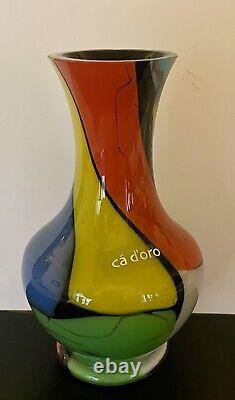 Cá d Oro HAND BLOWN GLASS VASE COLORED SPLINTERS EFFECT MURANOSTYLE ART GLASS