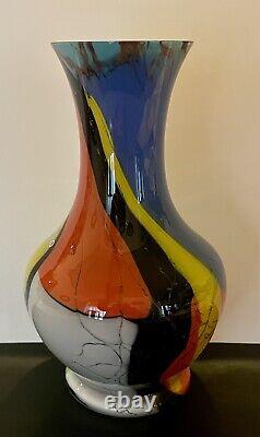 Cá d Oro HAND BLOWN GLASS VASE COLORED SPLINTERS EFFECT MURANOSTYLE ART GLASS