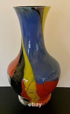 Cá d Oro HAND BLOWN GLASS VASE COLORED SPLINTERS EFFECT MURANOSTYLE ART GLASS