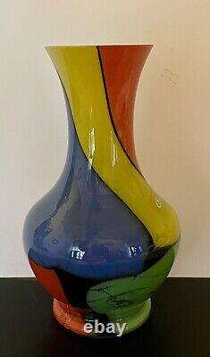 Cá d Oro HAND BLOWN GLASS VASE COLORED SPLINTERS EFFECT MURANOSTYLE ART GLASS